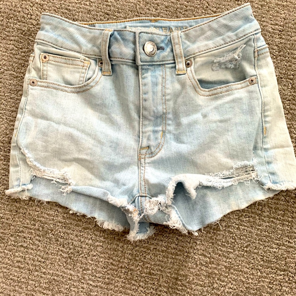 American eagle mid rise distressed shorts